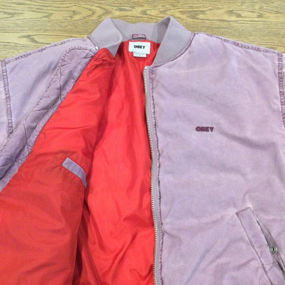 obey flight padded relaxed-fit woven-blend jacket SZ S - Picture 2 of 10